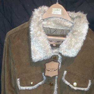 MARCELLE RENEE Corduroy / Fur Belted Jacket